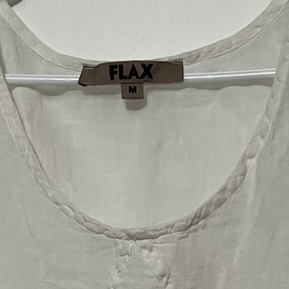 Flax tunic blouse size medium white linen cotton gauzy minimalist lagenlook - Picture 6 of 8